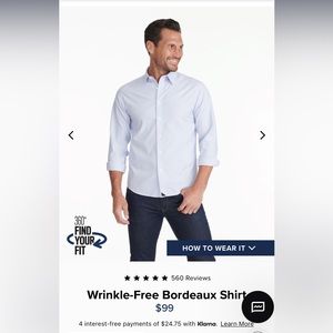 UNTUCKit Bordeaux - WF Long Sleeve Size L Regular Fit NWT in original packaging